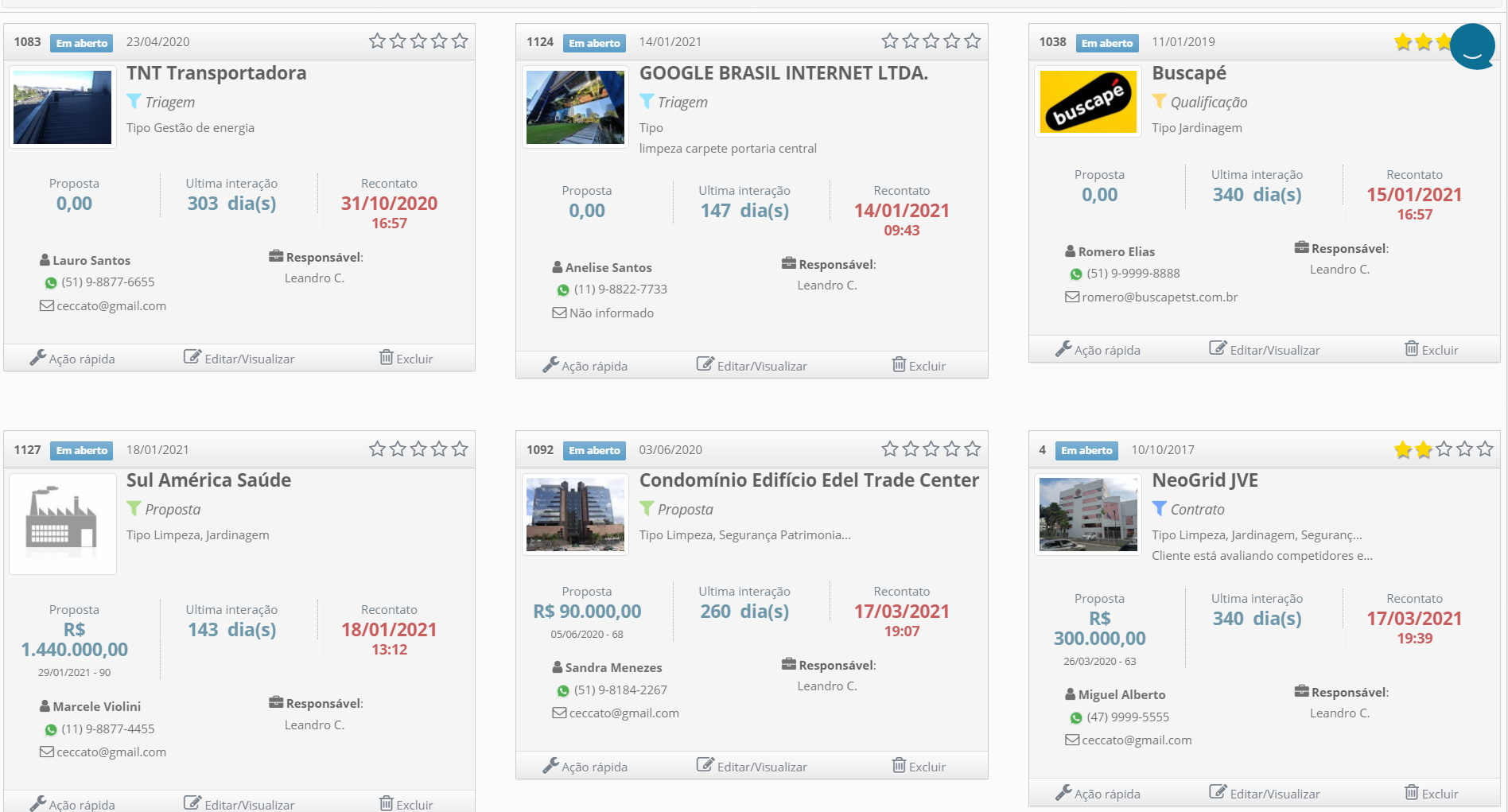 screenshot of Smark CRM